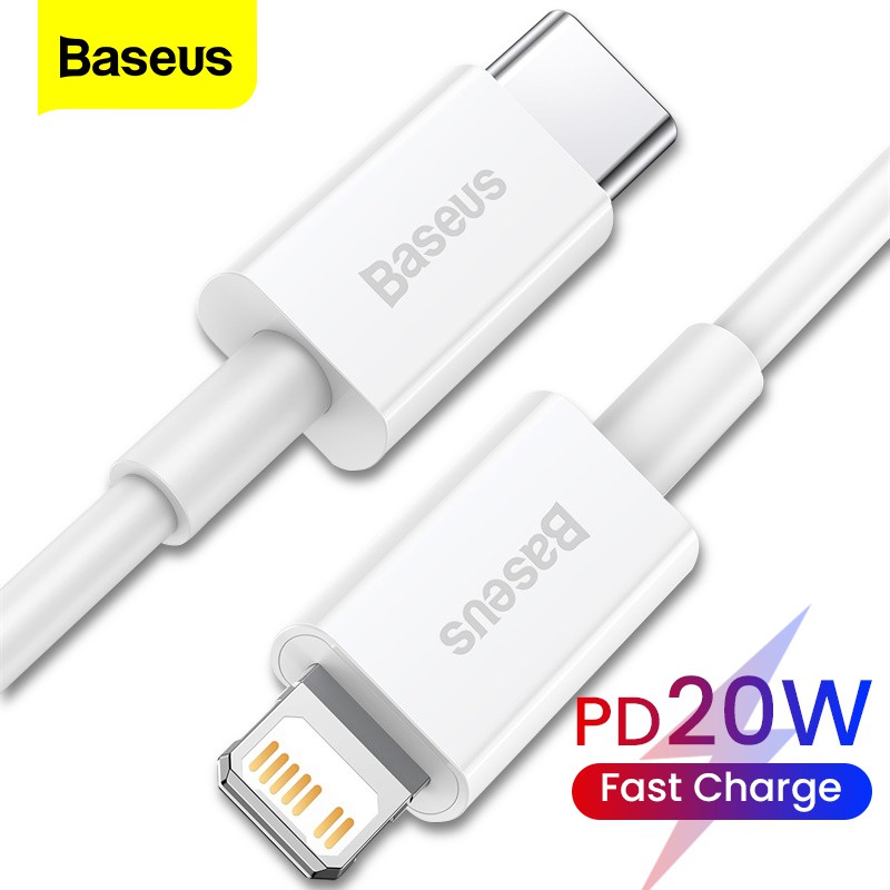 Dây cáp sạc nhanh BASEUS 20W PD tiện dụng chất lượng cao cho iPhone 12 pro MAX XS Max 8 7 6 Plus