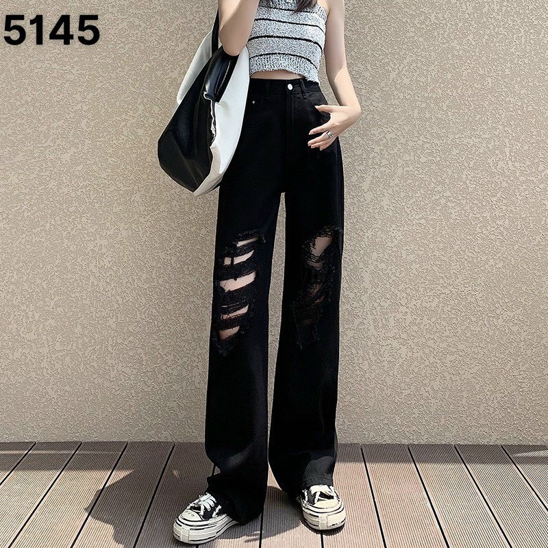 [ VIDEO+FREESHIP ] QUẦN JEANS ỐNG RỘNG NỮ LƯNG CAO LAI CUỐN RÁCH TE TUA CHỮ NHẬT 2 GỐI MÀU XANH NHẠT XANH ĐẬM ĐEN HOT