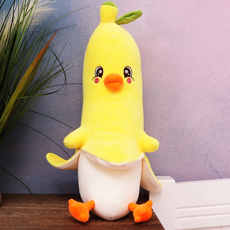 Gấu Bông Gà Chuối, Vịt Chuối Chu Mỏ Siêu Đáng Yêu, Có Dây Kéo 100% Gòn Cao cấp