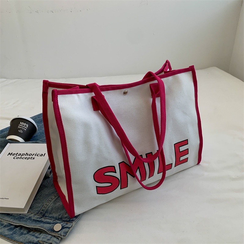 Túi vải Cỡ Lớn In Chữ Màu Tương Phản Thời Trang Mùa Xuân 2022