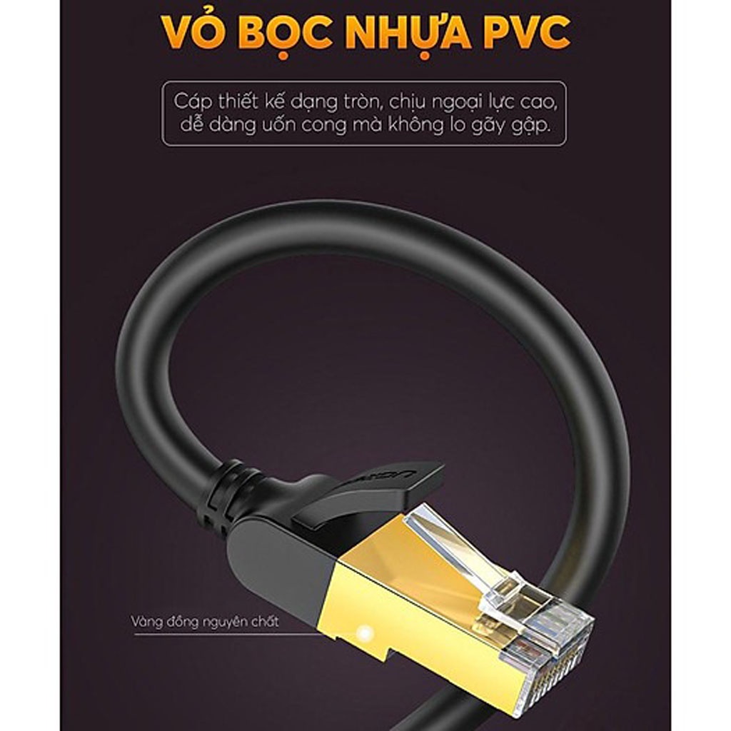 Cáp Mạng Đúc Sẵn 2 Đầu CAT7 STP Chính Hãng UGREEN NW107 Cao Cấp 8M-30M