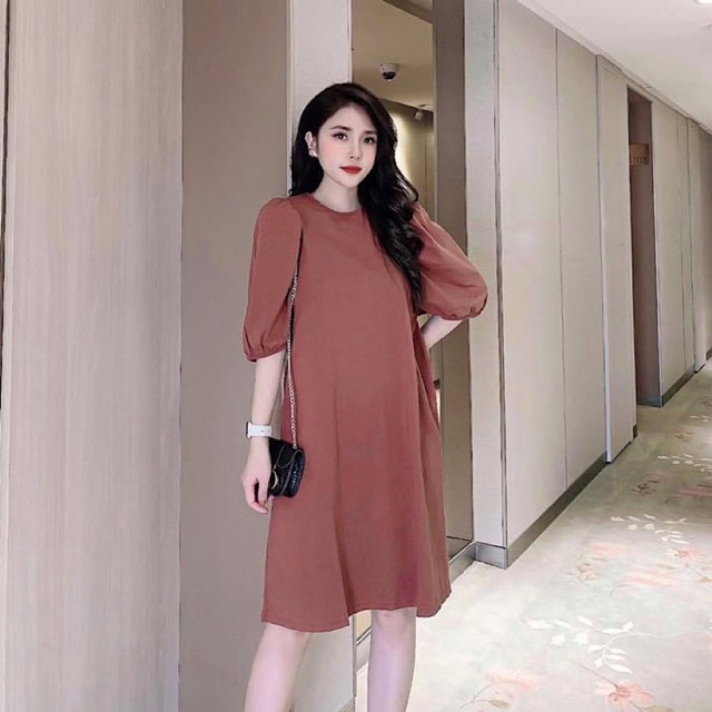Váy Đũi Tay Lỡ Dáng Suông From Rộng Chất Đũi Hàn | BigBuy360 - bigbuy360.vn