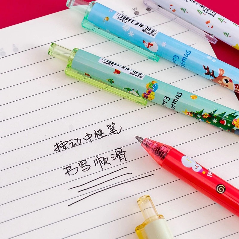 Bút Mực Gel Họa Tiết Giáng Sinh Hoạt Hình Có Thể Thu Gọn