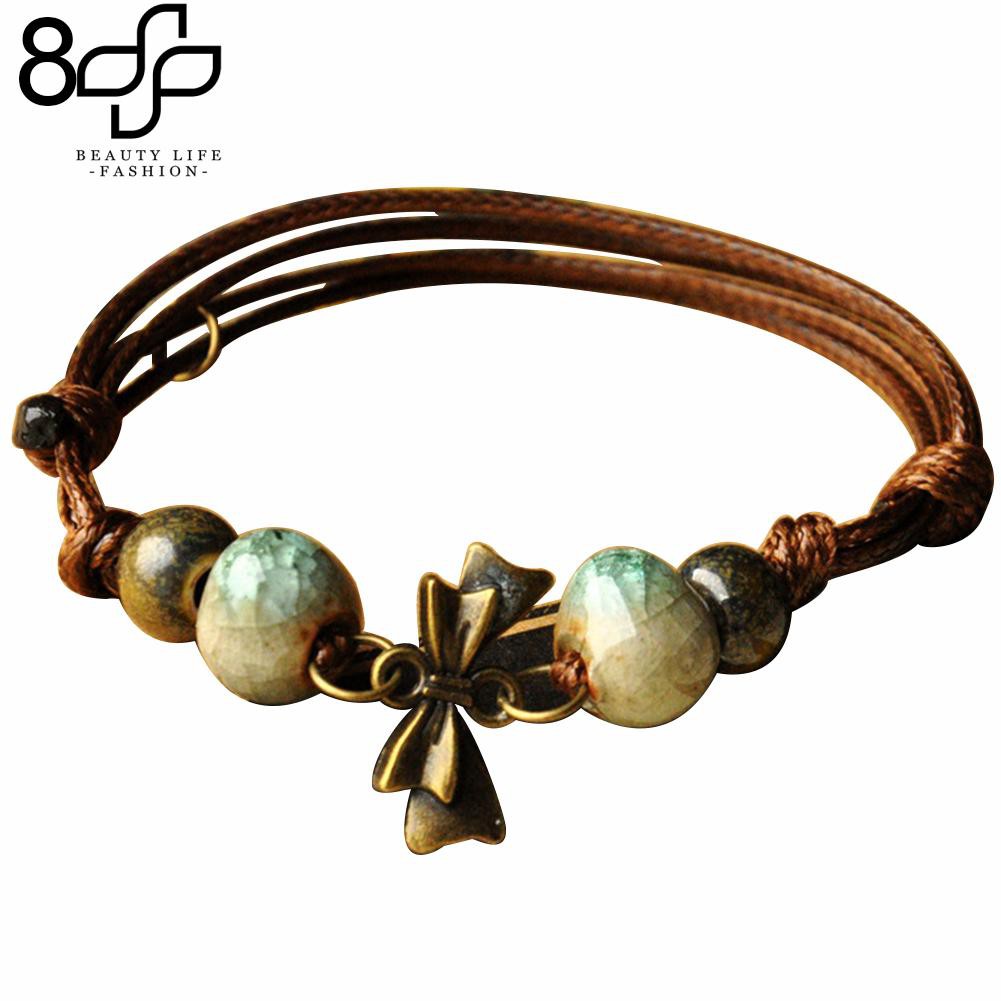 Vòng đeo tay xâu hạt gốm xinh xắn và vintage cho cả nam và nữ