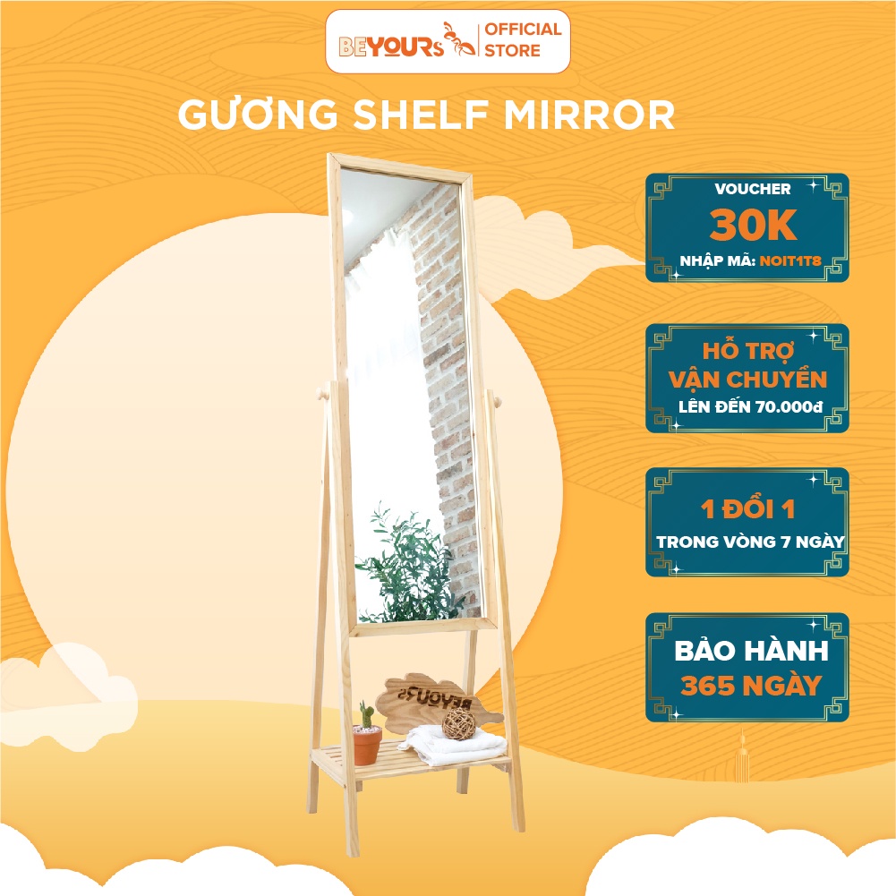 Gương Soi Toàn Thân BEYOURs Khung Gỗ Phối Kệ - Self Mirror - Nội Thất Phòng Khách, Phòng Ngủ