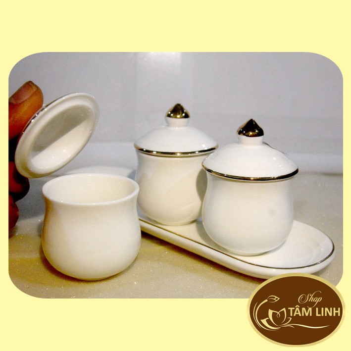 Bộ chung đại bi có nắp 3 ly nước thờ cúng bàn thờ