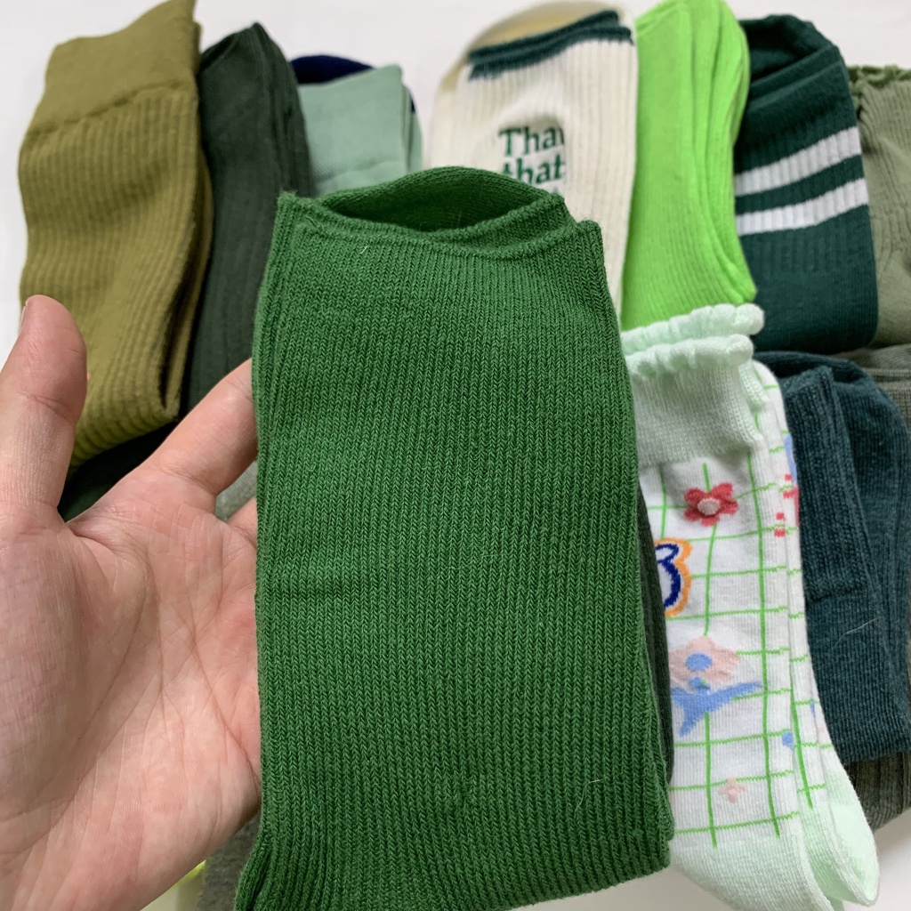 Tất cổ cao nam nữ vớ cổ cao vớ xanh lá cotton kháng khuẩn thời trang hàn quốc giá rẻ MRSOCKS VCXL