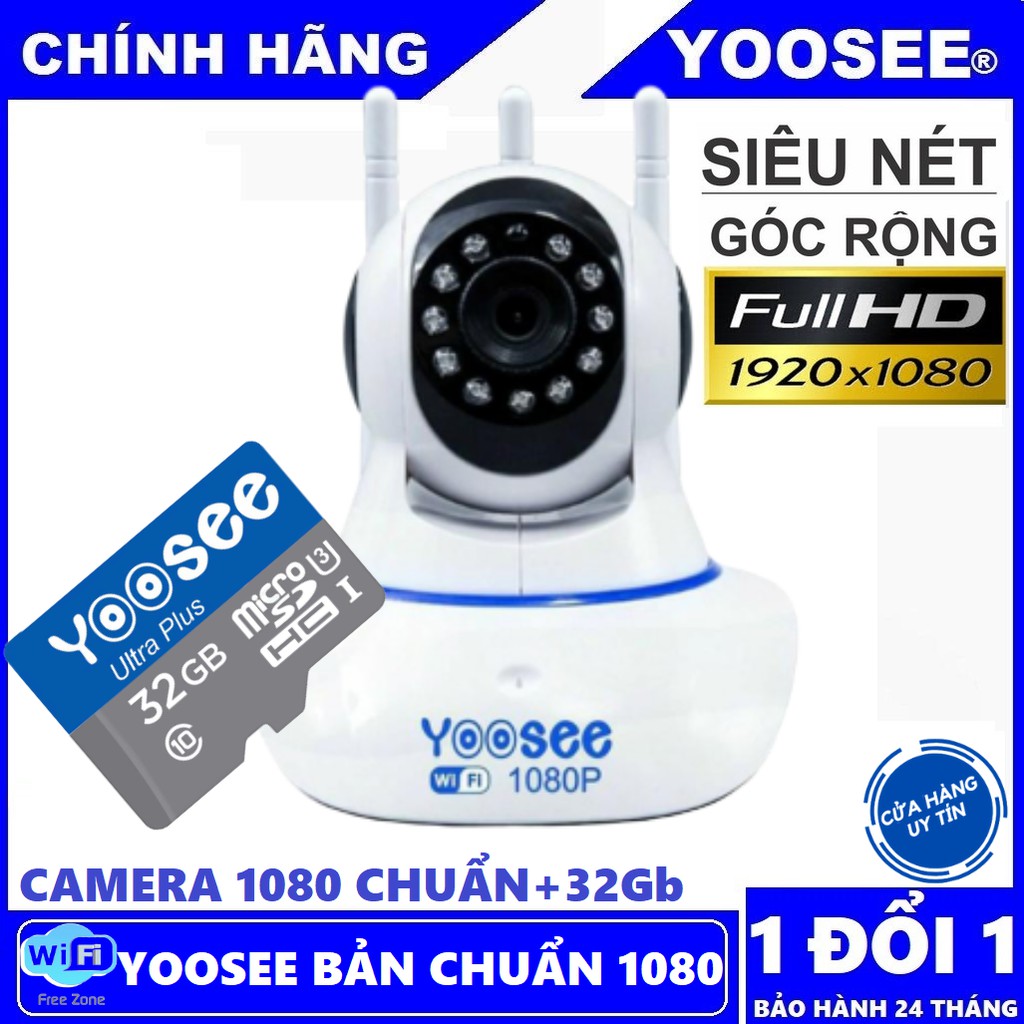 [Mã 267ELSALE hoàn 7% đơn 300K] Camera Yoosee Bản Chuẩn 1080Pixel - Tiếng Việt - 3 Râu Thật