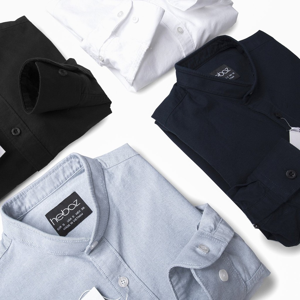 Áo sơ mi nam cổ trụ HEBOZ Oxford vải cotton pha mềm mịn lịch lãm nam tính 4 màu cao cấp - 00000679 | BigBuy360 - bigbuy360.vn