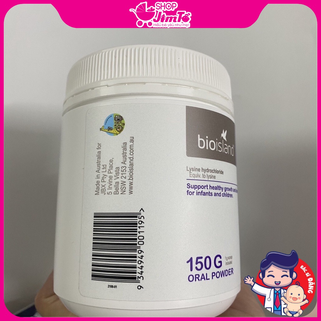 Bột tăng chiều cao Lysine Bioisland Bổ Sung Vitamin và Khoáng Chất Giúp Trẻ Cao Lớn Hộp 150g