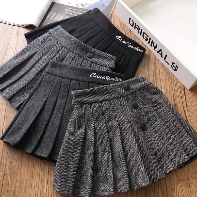 CHÂN VÁY DẠ XẾP LY CHO BÉ
