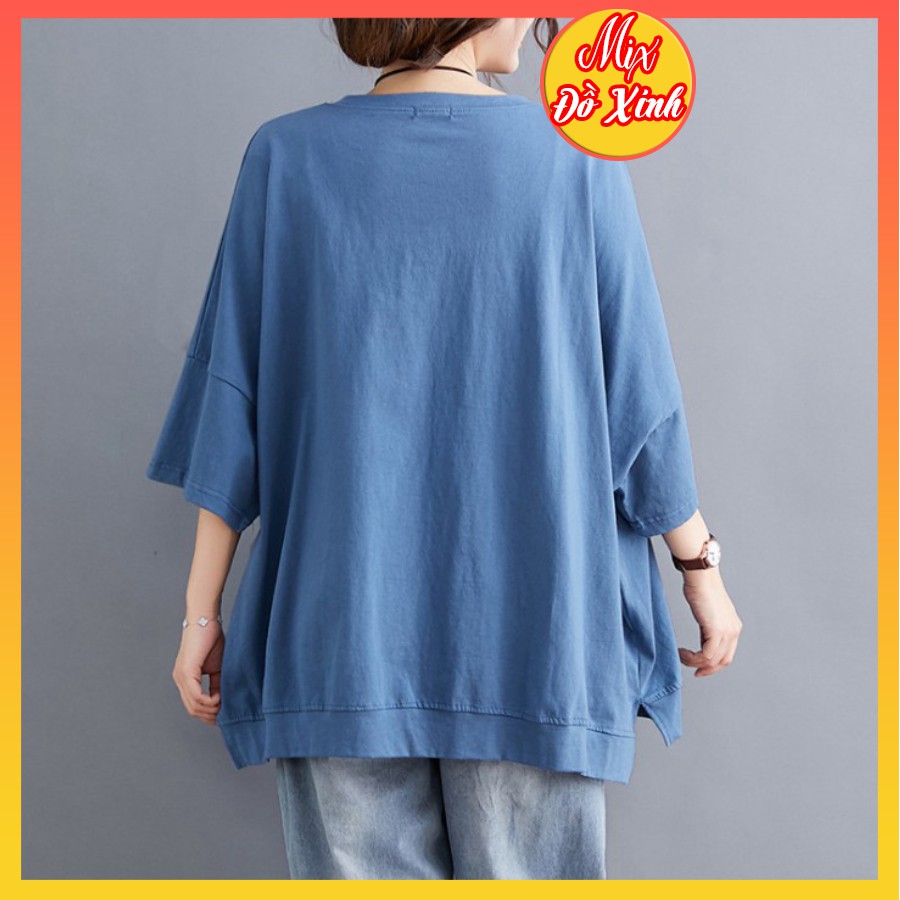 Áo phông unisex, áo thun form rộng tay lỡ, chất liệu thun cotton Mix. Đồ Xinh, in hình Lá Cây | WebRaoVat - webraovat.net.vn