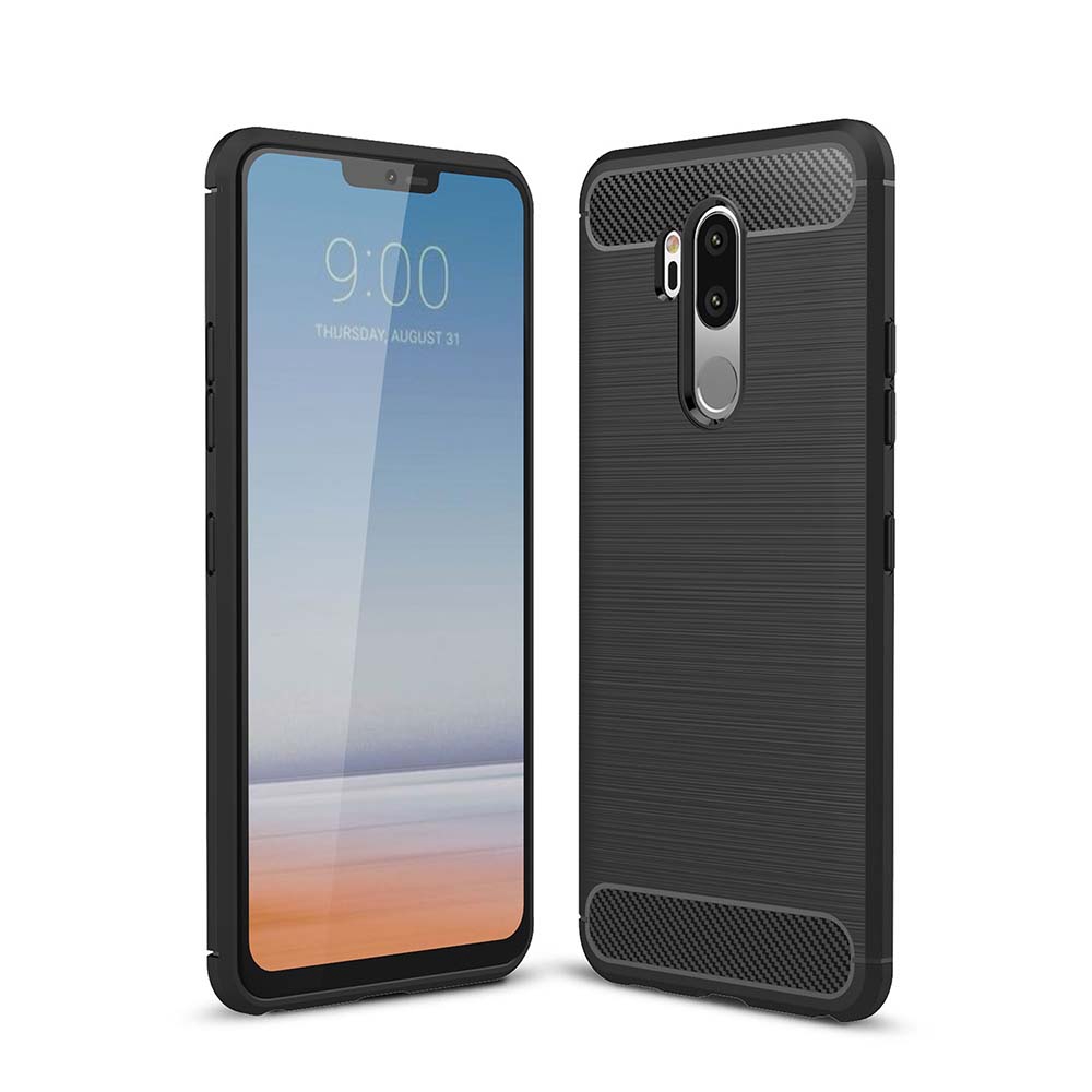 LG G7 G8 ThinQ G6 Q6 Q7 Plus V30s V40 V50 ThinQ Luxury Soft TPU Silicone Carbon Fiber Matte Shockproof Bumper Case Cover