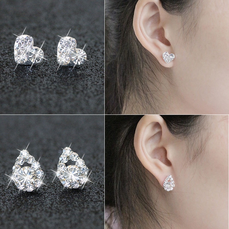 Bông tai mạ bạc đính đá thời trang dành cho nữ