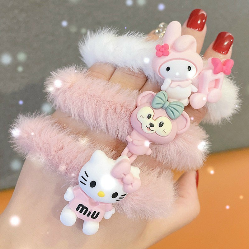 Vĩ 5 buộc tóc lông phối gấu nâu hottrend noel