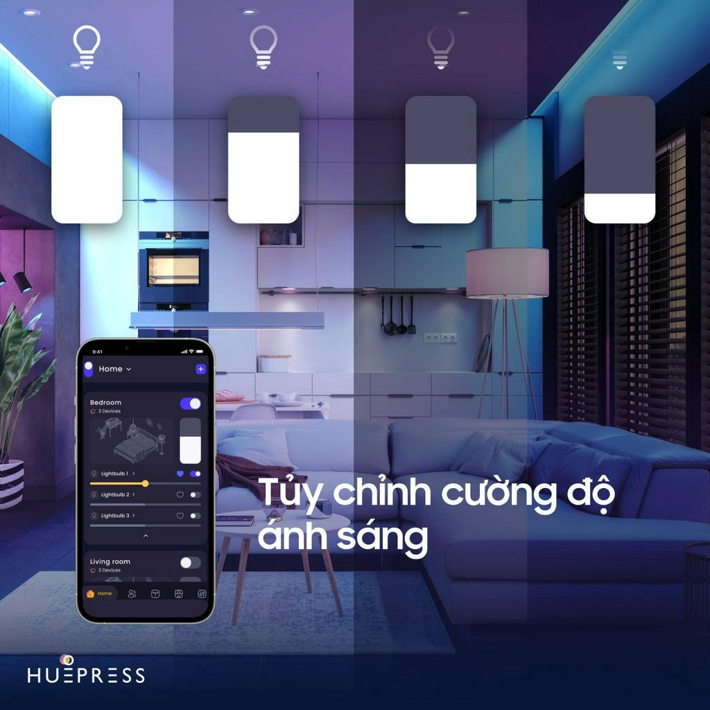 Đèn led Spot light cao cấp thông minh HuePress - Kết nối Bluetooth mesh 15W 38° CCT DIM 2700K-6500K