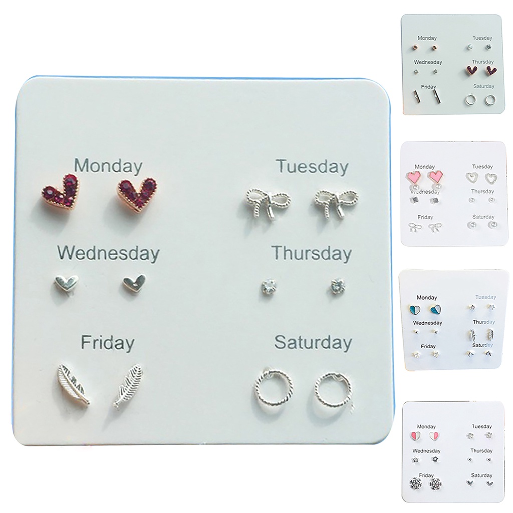 Bộ 6 Đôi Hoa Tai Hợp Kim Nhiều Kiểu Dáng