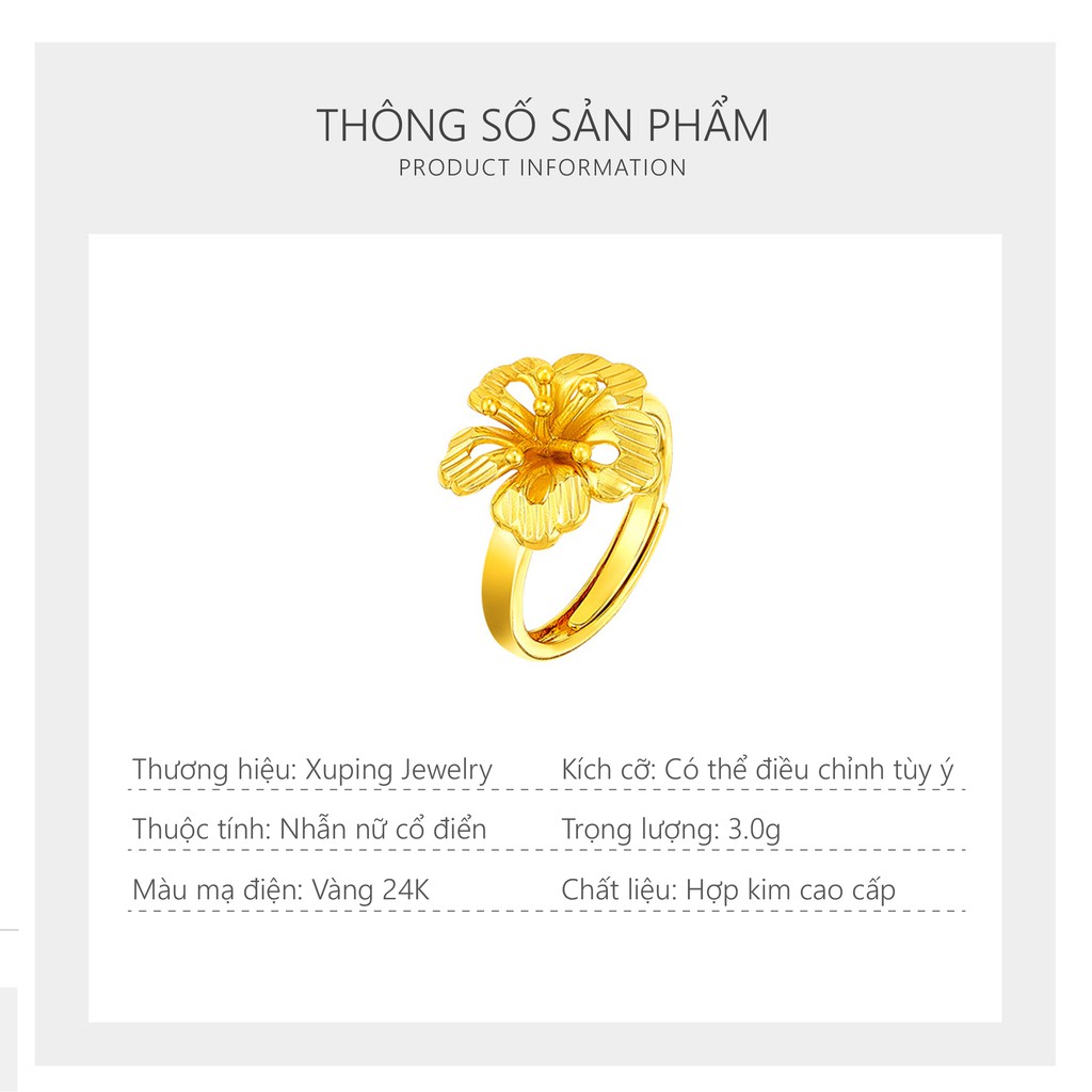 Nhẫn Nữ Mạ Vàng 24K, Phong Cách Bông Hoa Sang Trọng - XPN46