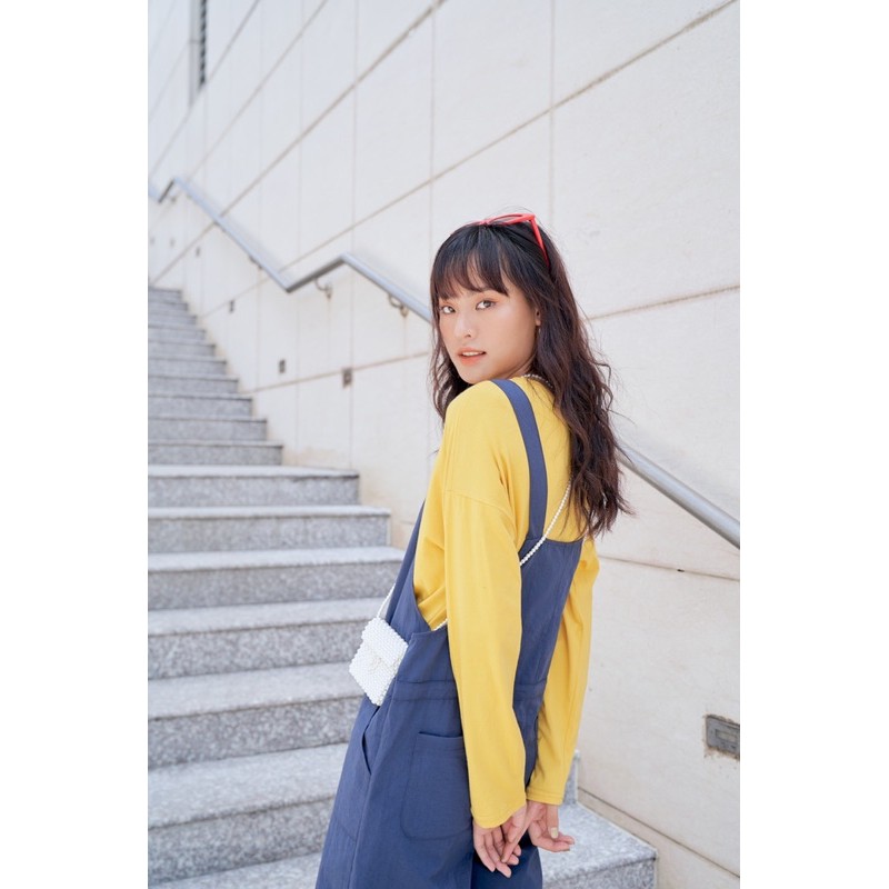 Set Yếm Ulzzang Style LONA xanh mix áo vàng KY002 | BigBuy360 - bigbuy360.vn
