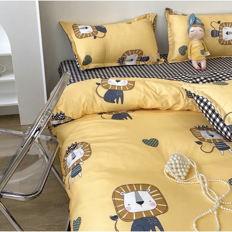 Shinbedding_ Set Cotton Poly Hoạ Tiết Xinh Xắn Dễ Thương (Set Vỏ Không Ruột)