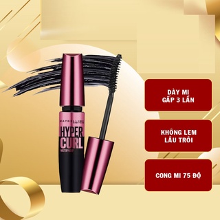 MASCARA LÀM CONG MI 100° HYPERCURL ĐEN MAYBELLINE