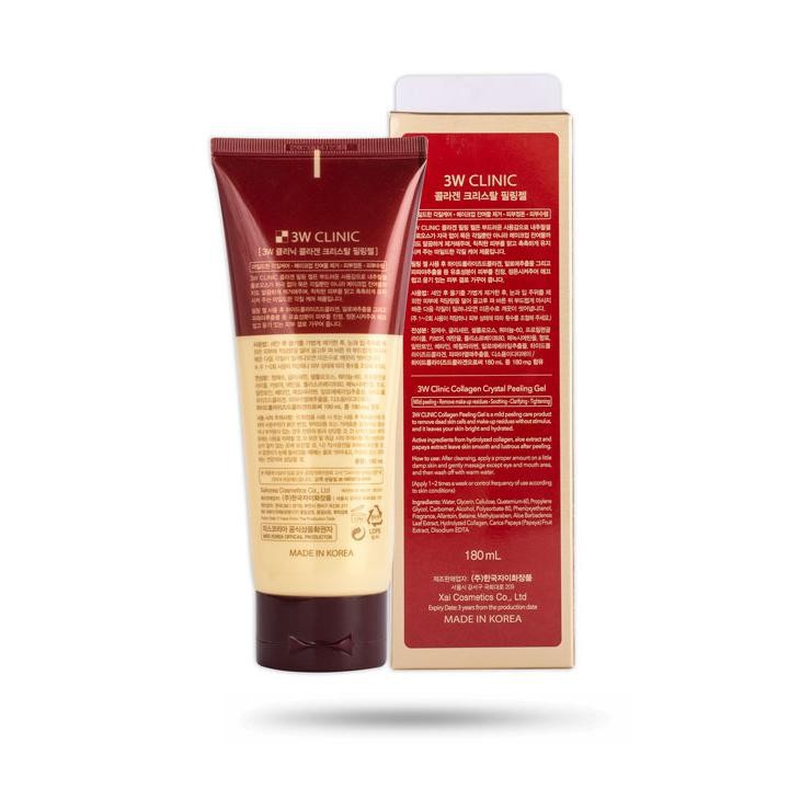 Tẩy tế bào chết chiết xuất từ tinh chất collagen 3W CLINIC Crystal Peeling Gel Hàn Quốc 180ml | BigBuy360 - bigbuy360.vn