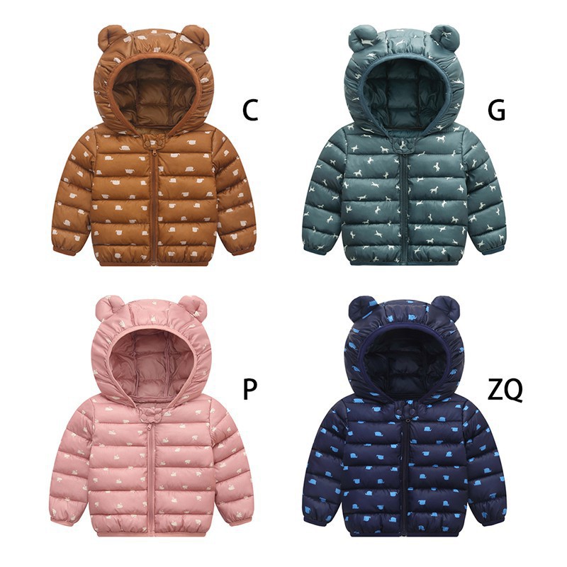 Áo khoác tay dài có nón in họa tiết xinh xắn thời trang dành cho trẻ em