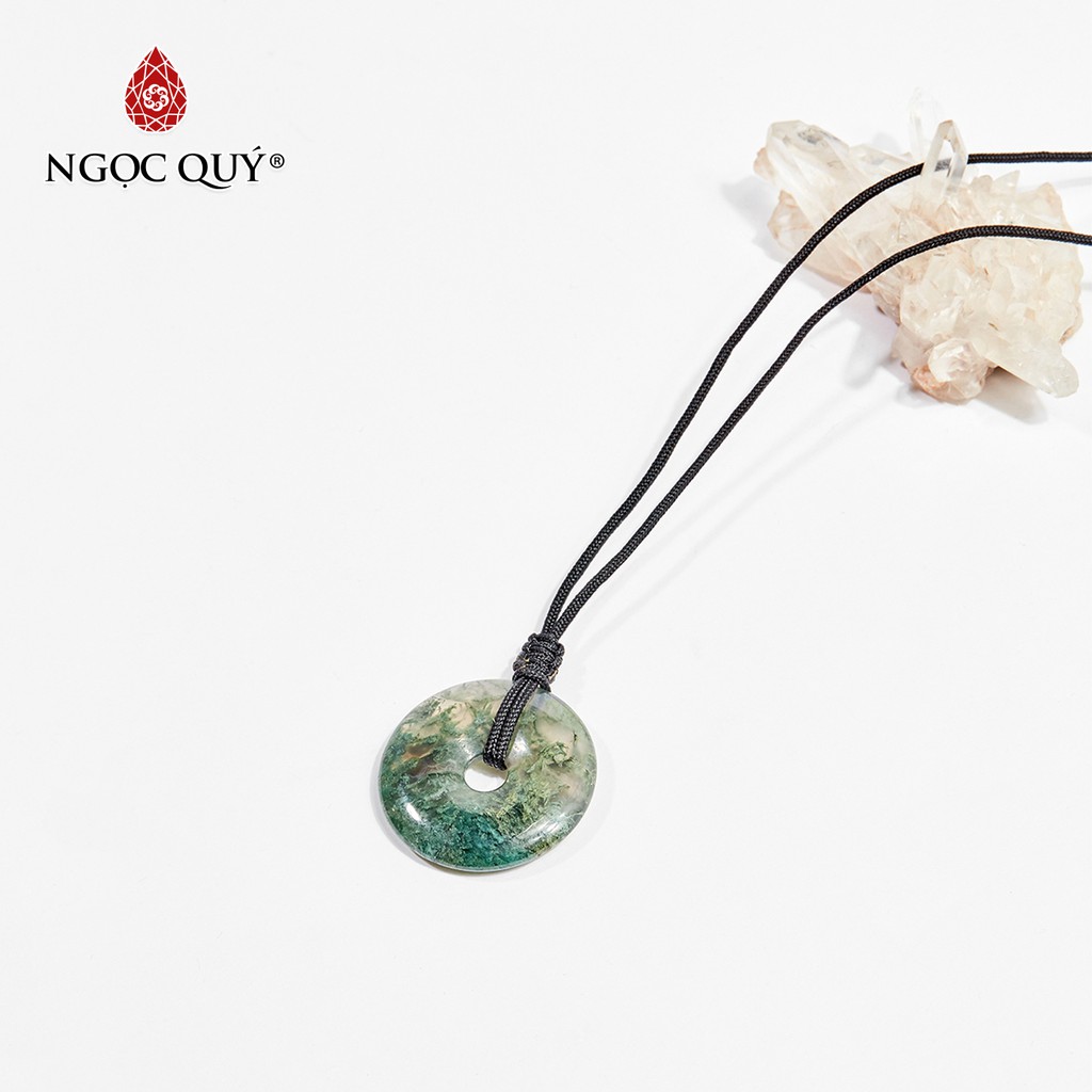 Mặt dây chuyền đồng điếu đá băng ngọc thủy tảo moss agate mệnh hỏa, mộc - Ngọc Quý