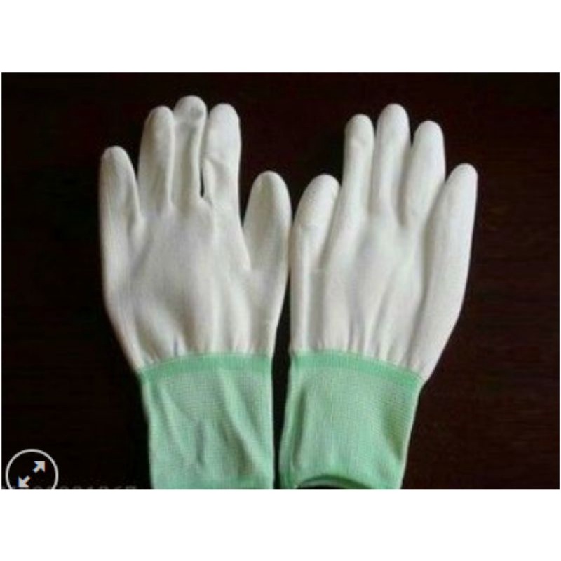 10 đôi Găng tay phòng sạch sợi Polyester loại không phủ PU màu trắng