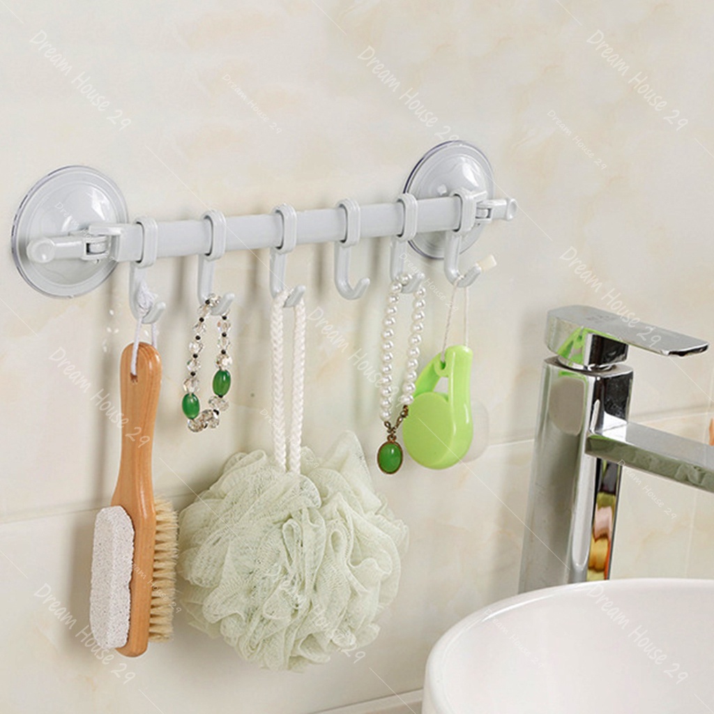 Móc treo đồ nhà tắm hút chân không, móc treo quần áo nhựa abs cao cấp màu hồng kích thước 35cm x 8cm