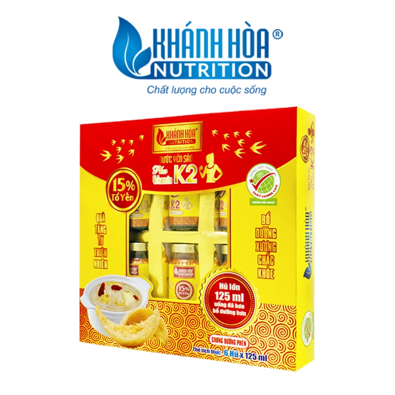 Nước yến sào 15% bổ sung vitamin K2 Khánh Hòa Nutrition ( 6 lọ x 125ml ) | BigBuy360 - bigbuy360.vn