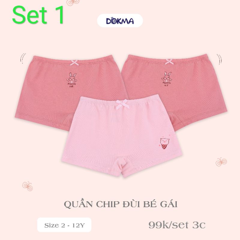 [Dokma] Set 3 chiếc QUẦN CHÍP đùi cao cấp bé gái size 2-8Y