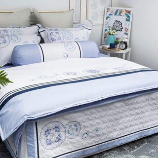 Bộ Ga Chần Gòn Cotton Solid Edena 366 Gồm 5 Món