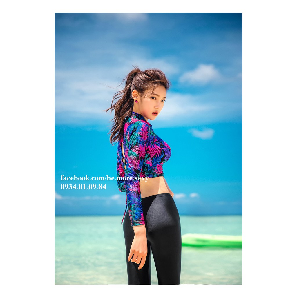 Đồ bơi dài tay Hàn Quốc crotop hoa quần dài | BigBuy360 - bigbuy360.vn