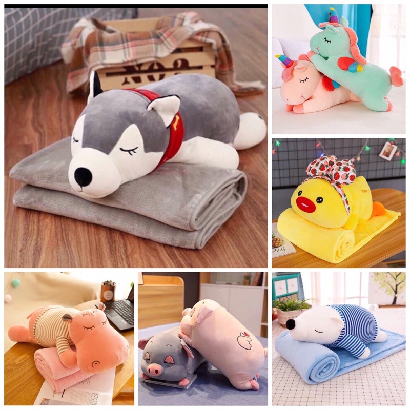 Gối chăn 3in1 gấu dài