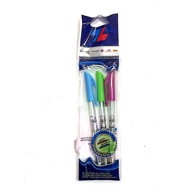 Vỉ 3 Bút Bi 0.38 mm Thiên Long TL-062 - Mực Xanh ( Màu Thân Bút Giao Ngẫu Nhiên)