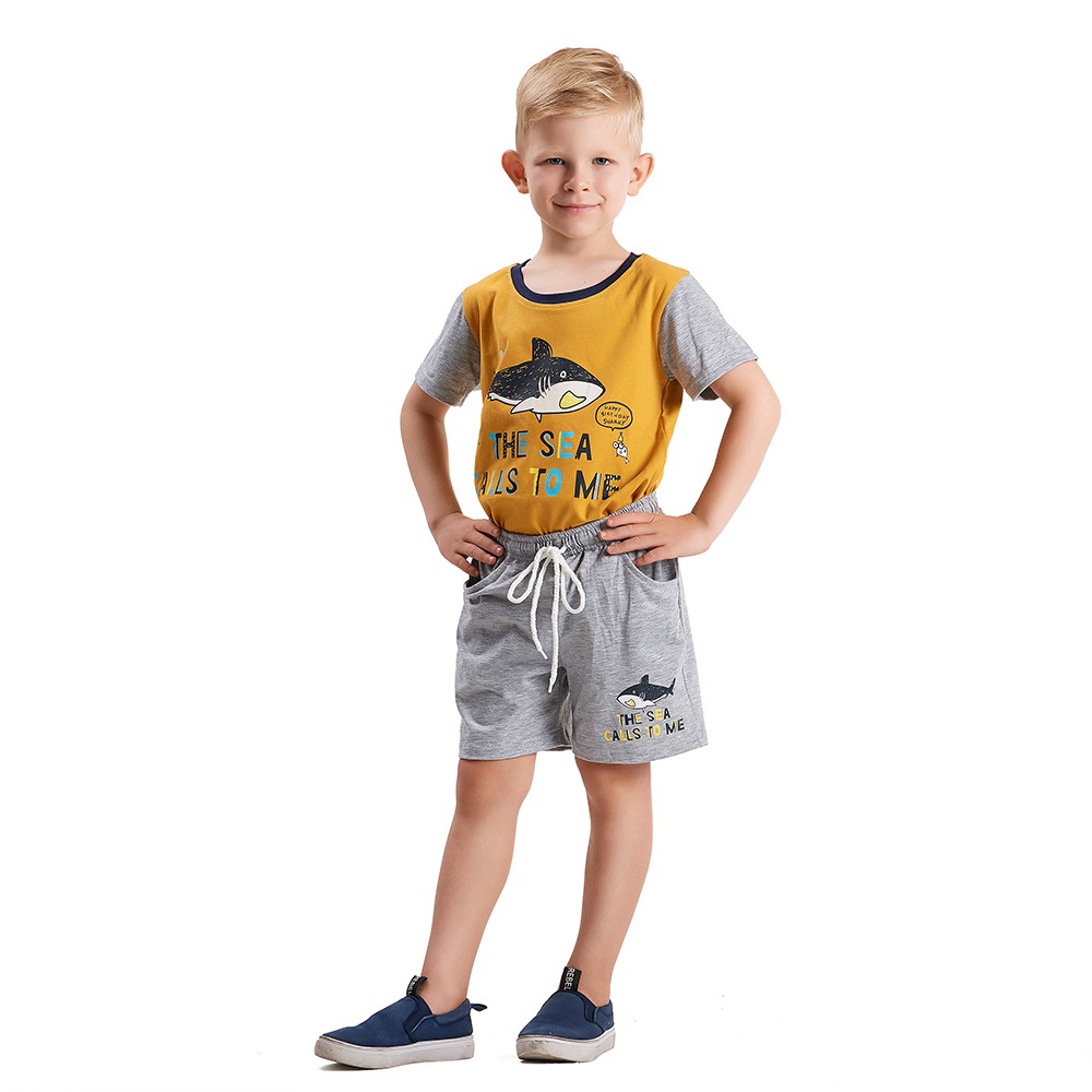 Đồ Bộ Bé Trai Thun In Shark 18-33 kg Vải 100% COTTON - MEEJENA - 411