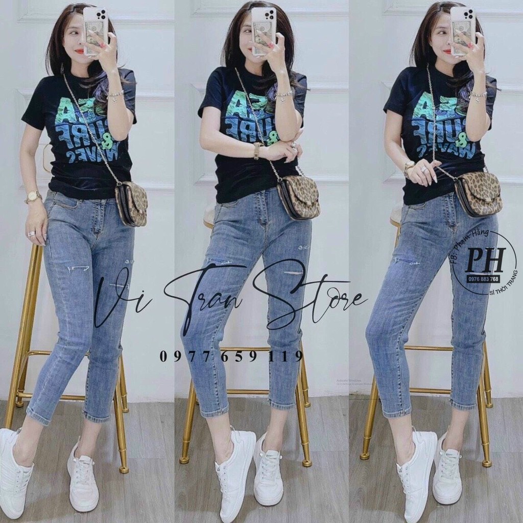 Áo thun nữ cổ tròn vải Cotton co giãn, thoáng mát ( Kèm VIDEO )