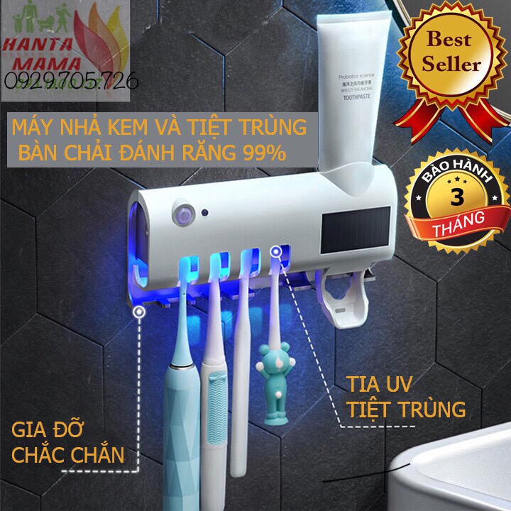 [SẮN HÀNG] Máy Nhả Kem Đánh Răng Kiêm Tiệt Trùng Vi Khuẩn Bàn Chải Với Tia UV Lên Tới 99%