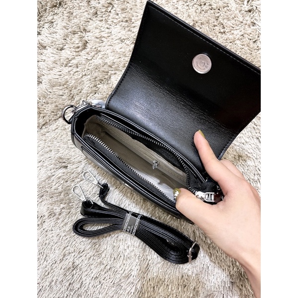 Túi bầu tròn QC bản 2 dây kèm tết sẵn khăn chất da trơn hàng cao cấp