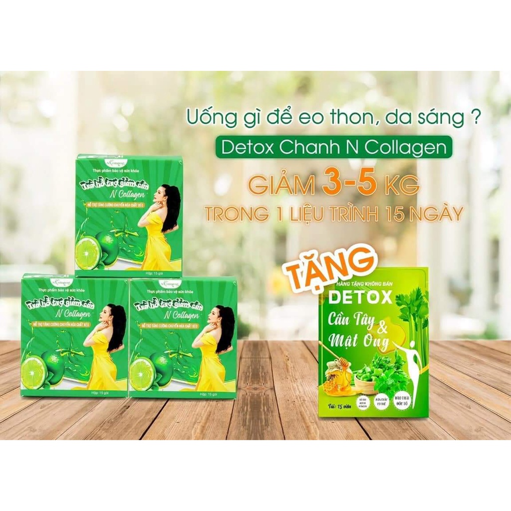 Detox Chanh Giảm Cân Ncollagen  - Hỗ trợ giảm béo, giảm cân không tác dụng phụ