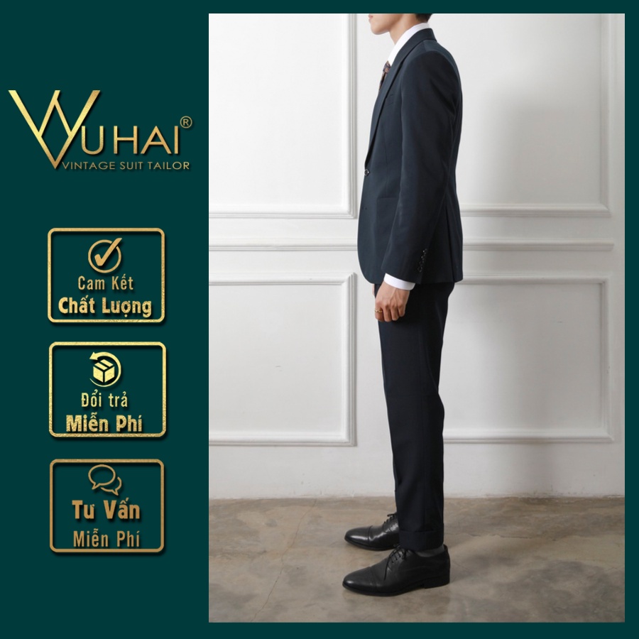 Bộ Vest Nam Cao Cấp, Mẫu Thiết kế Cổ Ve Nhọn Bản To Túi Ốp Ngoài, Dáng Áo 2 Cúc Trẻ Trung Sang Trọng-Vũ Hải
