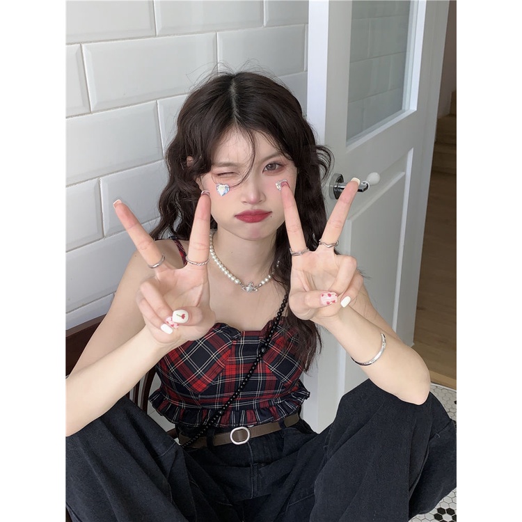 Áo Hai Dây Ngắn Họa Tiết Kẻ Sọc Phong Cách Cổ Điển Thời Trang 2022 Cho Nữ