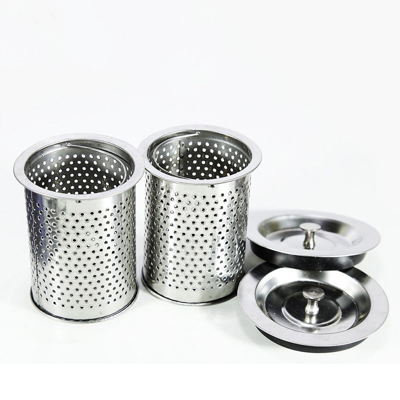 Giỏ, ống lọc rác và nắp đậy bồn rửa bát, bồn rửa chén bằng INOX không han rỉ, tiện dụng cho nhà bếp