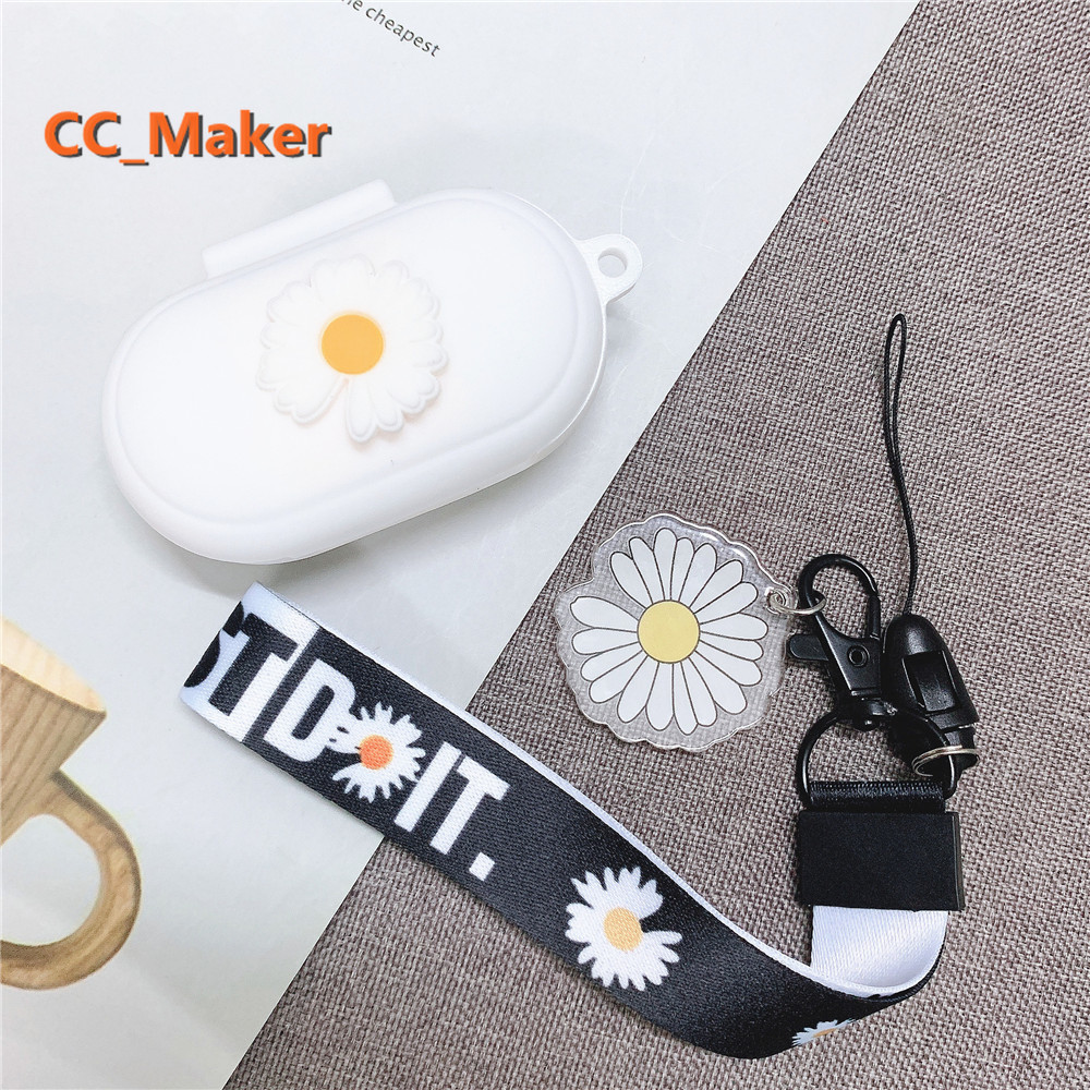 Hộp đựng tai nghe Samsung Galaxy Buds/Buds+ bằng silicon mềm có dây đeo họa tiết hoa cúc | BigBuy360 - bigbuy360.vn