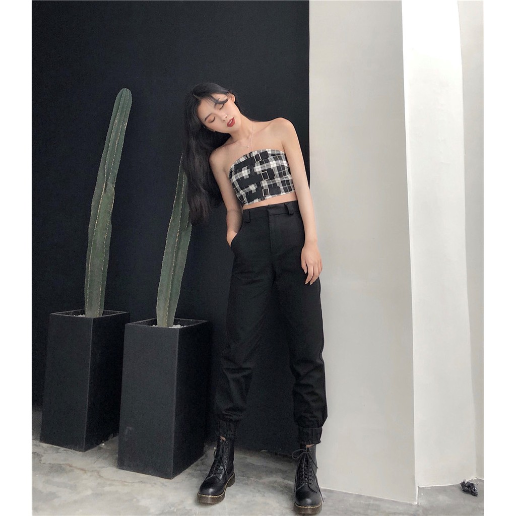 [Mã FAGREEN55 giảm 10% tối đa 30K đơn 99K] [Có Sẵn] Set quần jogger kaki + áo croptop #709 | BigBuy360 - bigbuy360.vn