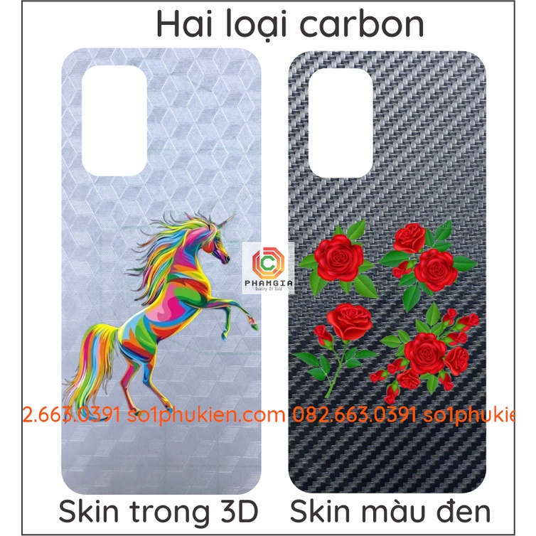 Miếng dán mặt lưng skin carbon in hình theo yêu cầu