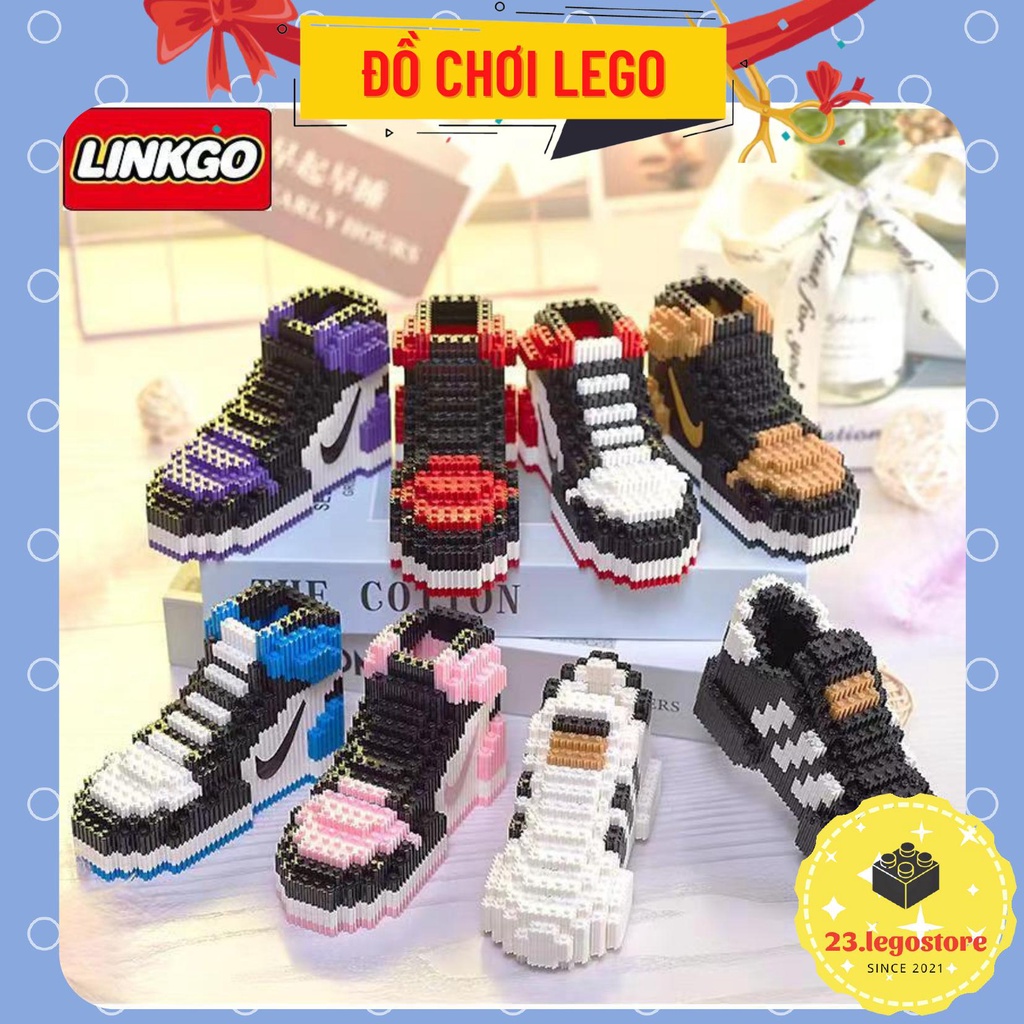 Bộ đồ chơi lắp ghép Giày Sneakers mini cho bé cực ngầu, Đồ chơi lắp ráp giày Sneakers Nike, Adidas hãng Linkgo