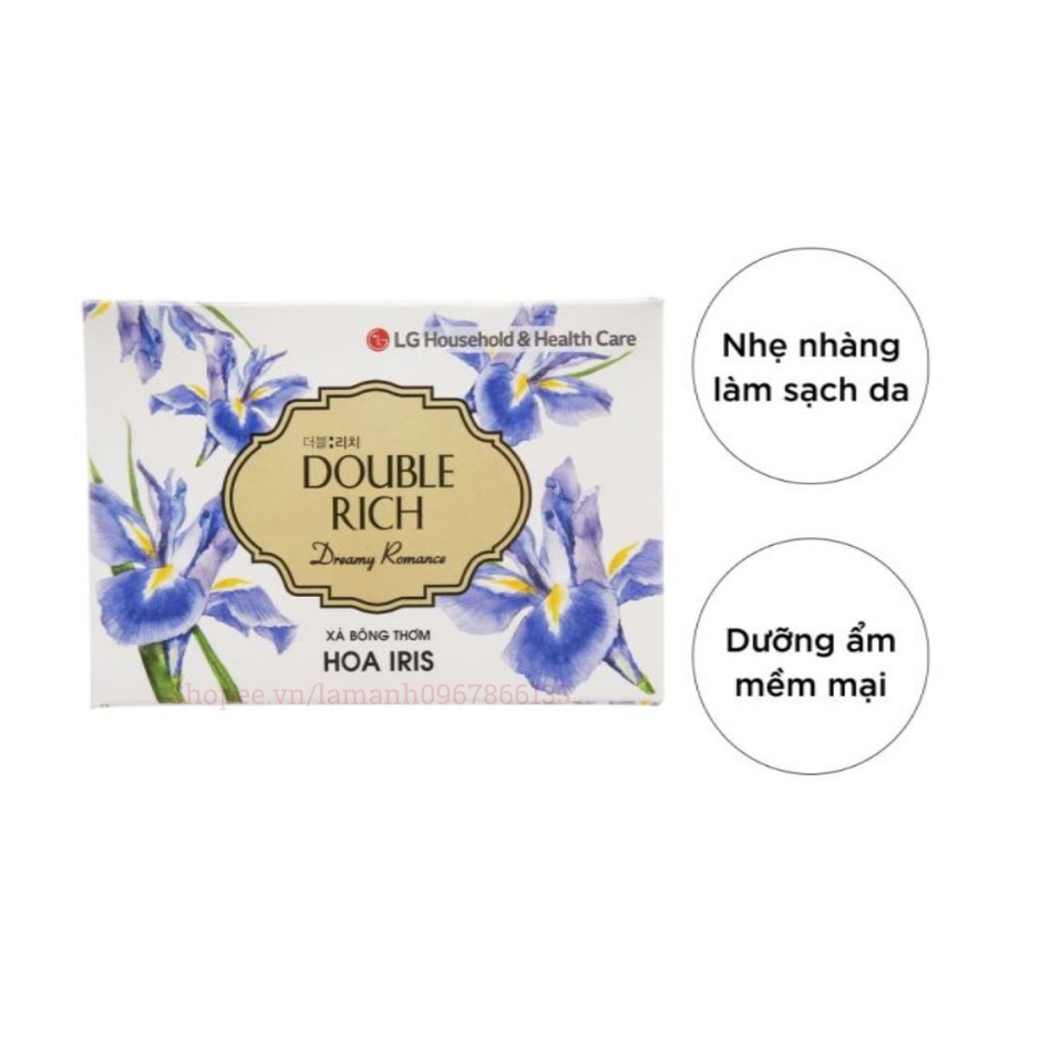 Xà Phòng Tắm Double Rich 90g Hương Hoa Hồng – Lily – Iris – Bánh Xà Bông Cục Thơm Hộp 90g Nhập Khẩu Hàn Quốc