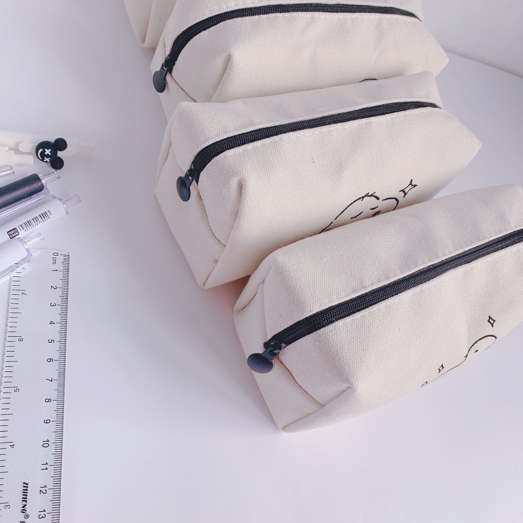 Túi Đựng Bút Vải Canvas Cỡ Lớn In Hoạt Hình Snoopy Dễ Thương Cho Học Sinh Ốp